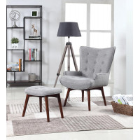 Coaster Furniture 904119 Upholstered Accent Chair with Ottoman Grey and Brown